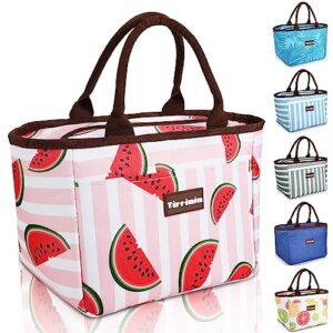 tirrinia lunch bags for women men, cute insulated lunch tote bag for women, fashionable leakproof lunch box for adult, reusable large cooler lunch bag for working/picnic - pink melon