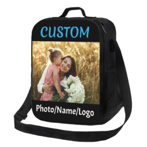 customizable upgrade lunch tote box personalized your name or picture insulated cooler lunch bag custom reusable picnic bag tote with adjustable shoulder strap and 3-deck protection