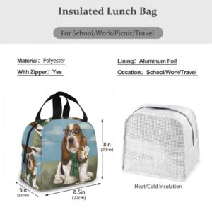 Majoug Basset Hound Dog Portable Lunch Bag Women Waterproof Tote Shoulder Bags Box Small Handbags Purses,Shopping Office/Picnic/Travel/Camping