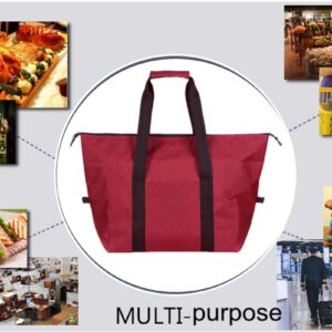 Insulated Grocery Thermal Tote Bags for Frozen Cold Hot Foods, Reusable Insulation Zippered Bag for Shopping, Travel, Picnic or Lunch, Red