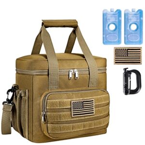 large lunch box for men women-tactical cooler lunch bag insulated with 2 ice pack big lunch bag 18l heavy duty durable large lunch tote bag for work adult, picnic-18l