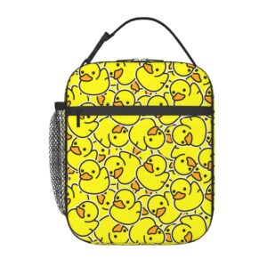 qaxcdmky little yellow duck insulated lunch bag, oxford cloth, keeps food hot/cold