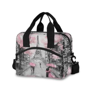 alaza art paris eiffel tower insulated lunch box reusable cooler bags with shoulder strap for women men adults, 19-can (12.5l)