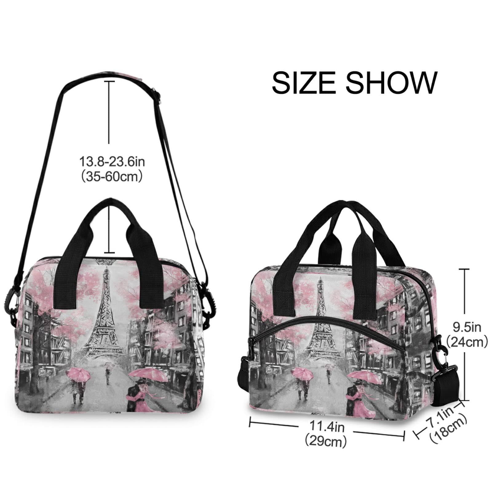 ALAZA Art Paris Eiffel Tower Insulated Lunch Box Reusable Cooler Bags with Shoulder Strap for Women Men Adults, 19-Can (12.5L)