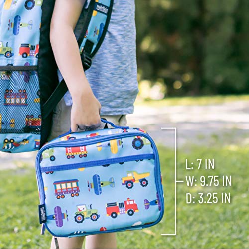 Wildkin 12 Inch Backpack Bundle with Insulated Lunch Box Bag (Trains, Planes & Trucks)