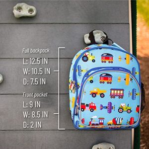 Wildkin 12 Inch Backpack Bundle with Insulated Lunch Box Bag (Trains, Planes & Trucks)