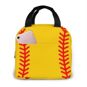 lunch bag baseball stitches softball tote bag insulated lunch box water-resistant cooler bag for men/women/picnic/boating/beach/fishing