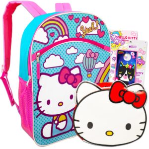 hello kitty backpack and lunch box set for kids boys girls -- 5 pc 16" kitty backpack, lunch bag, and more bundle (hello kitty party school supplies).