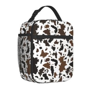 tiehrpr fashion cow print reusable insulated lunch box cooler tote bag unisex handle lunchbox for office/hiking/camping/picnic/beach