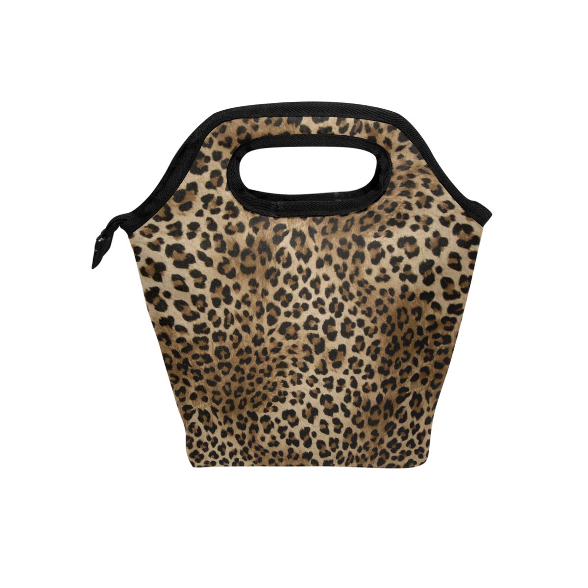 Naanle Leopard Print Insulated Zipper Lunch Bag Cooler Tote Bag for Adult Teen Men Women, Animal Print Lunch Boxes Lunchboxes Meal Prep Handbag