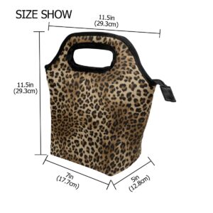 Naanle Leopard Print Insulated Zipper Lunch Bag Cooler Tote Bag for Adult Teen Men Women, Animal Print Lunch Boxes Lunchboxes Meal Prep Handbag