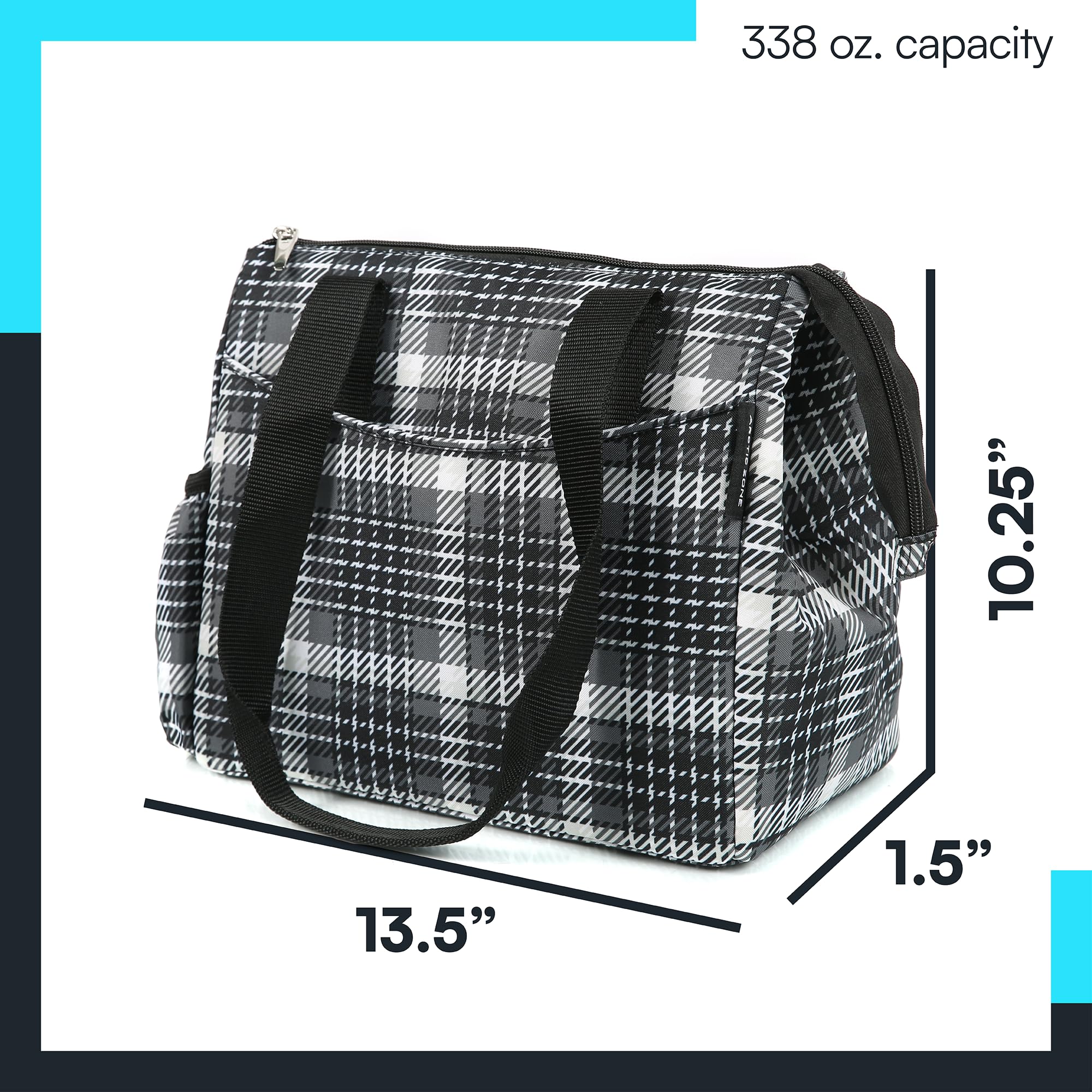 Arctic Zone Georgia Insulated Lunch Tote Bag for Women - Leak Proof Lunch Box Insulated Cooler Tote Bag - Glen Plaid