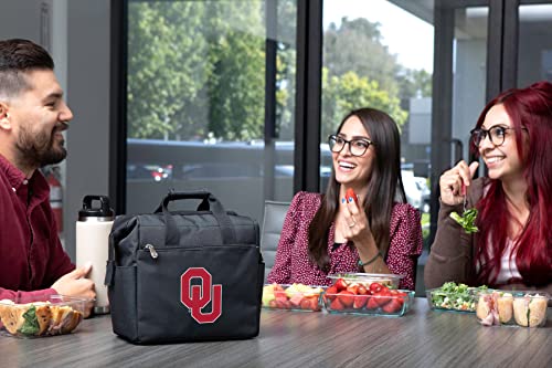 PICNIC TIME NCAA Oklahoma Sooners On The Go Lunch Bag, Soft Cooler Lunch Box, Insulated Lunch Bag, (Black) 10 x 6 x 10.5