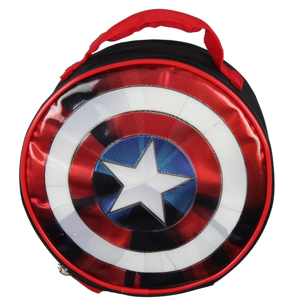 Marvel Captain America Shield Shiny Optical Illusion Insulated Lunch Box Bag Tote