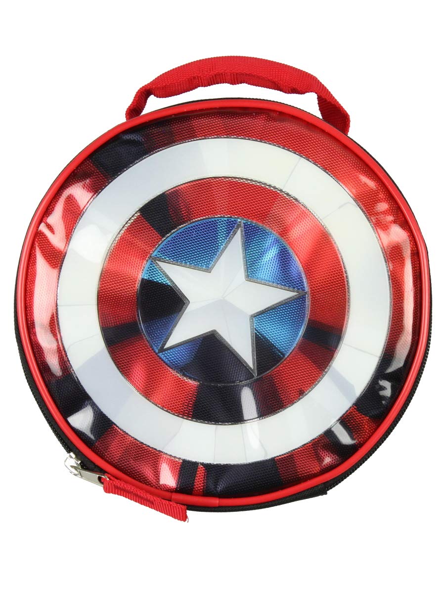 Marvel Captain America Shield Shiny Optical Illusion Insulated Lunch Box Bag Tote