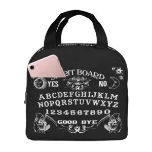 vintage skeleton magic ouija spirit board black reusable insulated lunch bag for women men waterproof tote lunch box thermal cooler lunch tote bag for work office travel picnic