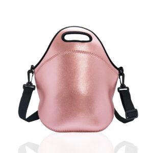 yida neoprene insulated lunch bag, lunch tote boxes bags for women men work office picnic travel (rose gold)
