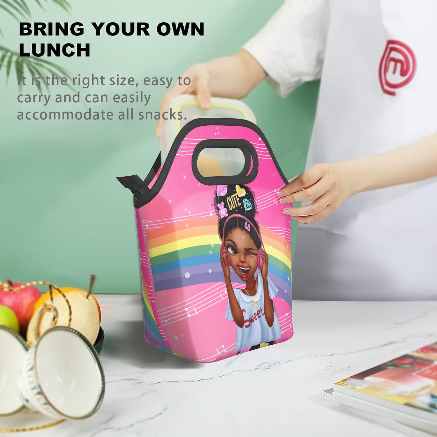 Lunch Bags For Black Women African American Lunch Box Afro Black Girl Lunch Tote Bag For Travel, Picnic, Work, School Reusable Insulated Cooler