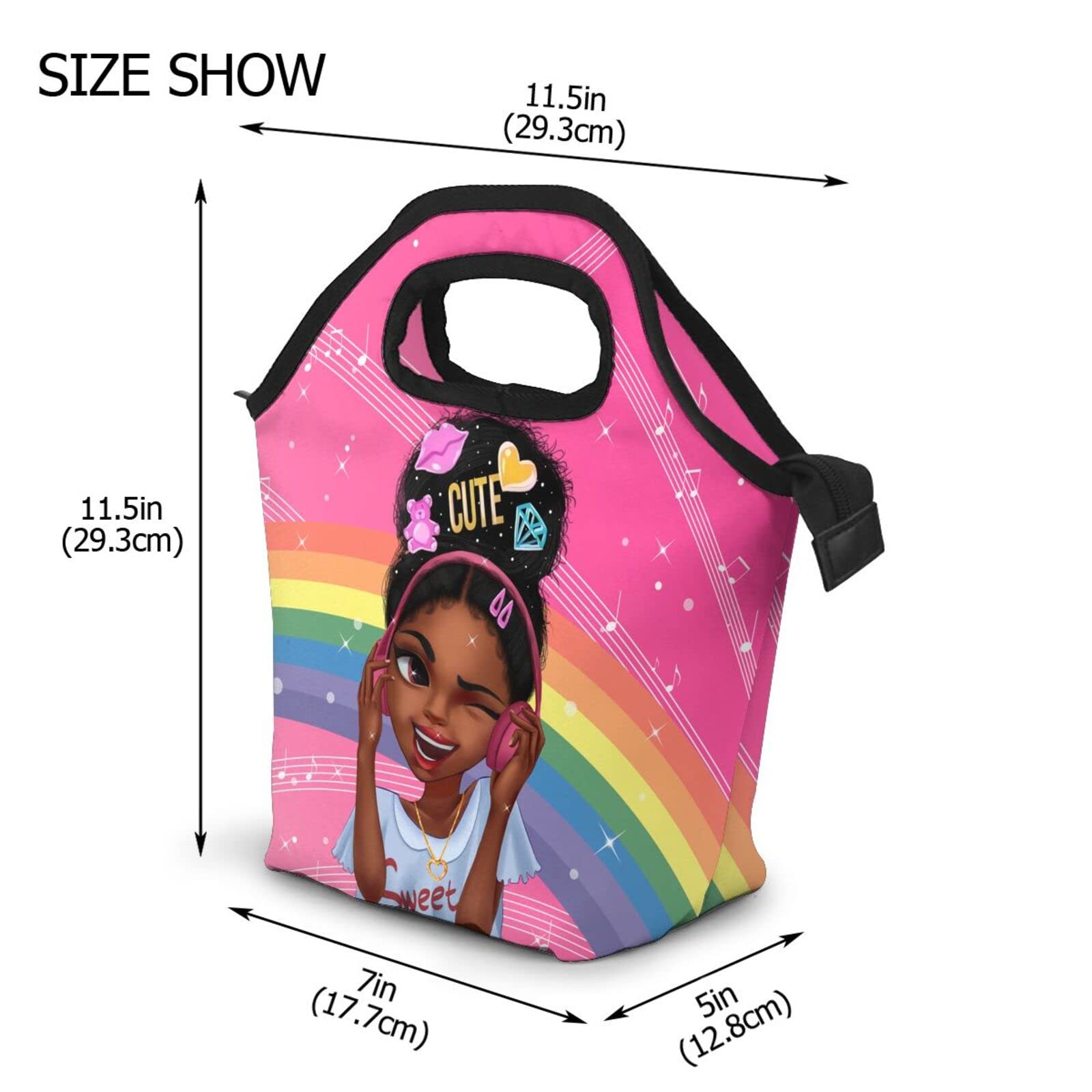 Lunch Bags For Black Women African American Lunch Box Afro Black Girl Lunch Tote Bag For Travel, Picnic, Work, School Reusable Insulated Cooler