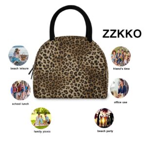 ZZKKO Red Poppies Lunch Bag Box Tote Organizer Lunch Container Insulated Zipper Meal Prep Cooler Handbag For Women Men Home School Office Outdoor Use (Leopard)