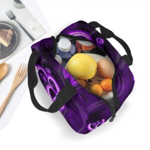 PATNPRT Purple Heart Lunch Bag Insulated Lunch Box with Front Pocket Reusable Tote Bag For Office Work Picnic Travel Shopping