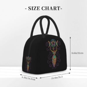 Bagea-Ka Wicca Wiccan Triple Moon Gaia Pattern Lunch Bag Insulated Lunch Box for Women Girls Men with Pocket Large Capacity Waterproof Reusable Cooler for Work Children School Picnic Travel Beach