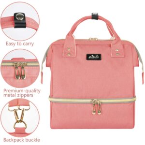 Viedouce Nappy Backpack, Changing Nappy Bag, Lunch Bag Insulated, Picnic Bag for Travel, Waterproof Oxford Baby Travel Diaper Mummy Bag Backpack with Charging Port (Pink 8L)