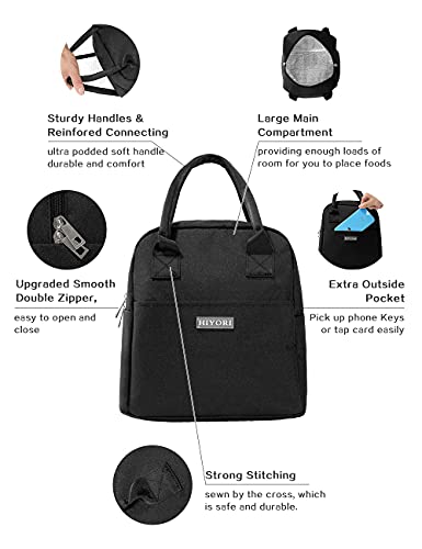 oopikle Lunch Bag For Women - Mens Lunch Box, Insulated Lunch Tote Cooler Bag, Reusable Adult Large Lunch Pail Lunch Kits, Leak Proof Thermal Lunch Sack For Work Travel Picnic - Black