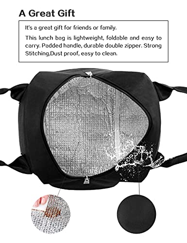 oopikle Lunch Bag For Women - Mens Lunch Box, Insulated Lunch Tote Cooler Bag, Reusable Adult Large Lunch Pail Lunch Kits, Leak Proof Thermal Lunch Sack For Work Travel Picnic - Black