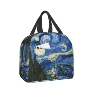 guronta starry night lunch bag for women blue insulated lunch box durable waterproof cooler tote bag for work