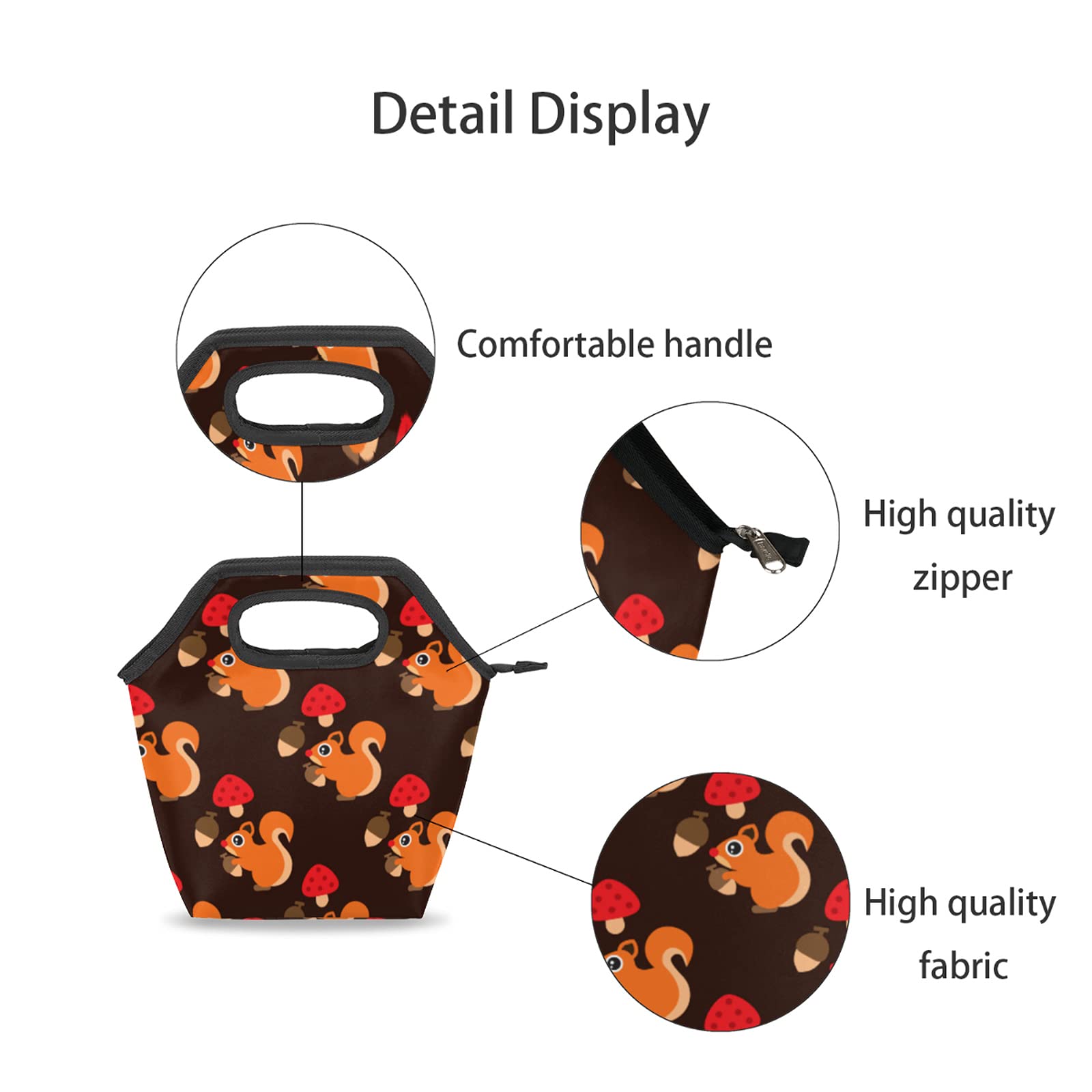 Lunch Bag Funny Animal Squirrel Lunch Box for Women Men Girls Boys Insulated Leakproof Reusable Portable Bento Bag Container Thermal Cooler Bag for Travel Work Picnic Soft Toto Handbag