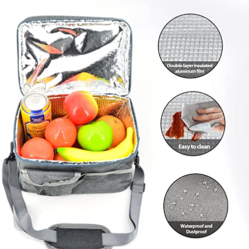 MOSTCOS Cooler Lunch Bag Insulated Reusable Lunch Box for Women/Men, Cute Lunch Box with Adjustable Shoulder Strap, Zippered Outer Pockets, Freezer Lunch Bags for Office Work Beach, Lunch Bag Adult