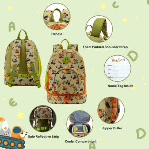 HAPPYSUNNY Toddler Backpack and Lunch Box Set for Boys 2-in-1 Machineshop Truck Kids Backpack and Insulated Lunch Bag Compartment