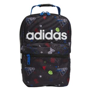 adidas santiago 2 insulated lunch bag, icon brand love black/bright royal blue, one size