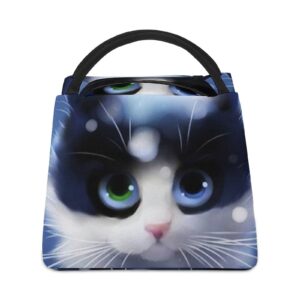 cute cat lunch bag insulated leakproof box cooler tote handbag with design pattern printed funny