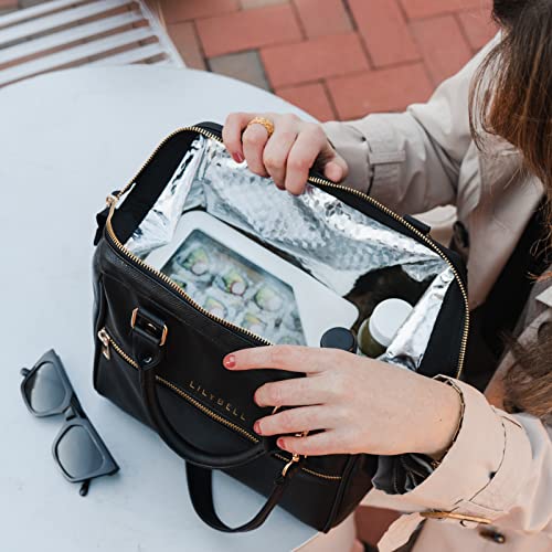 LILY BELL Insulated Bag for Women - 100% leakproof lining - 2 Side Pockets Thermal Bag with Adjustable Shoulder Strap - Large capacity Design - 6.5 Hours Cooling or Heating - Best for Picnic