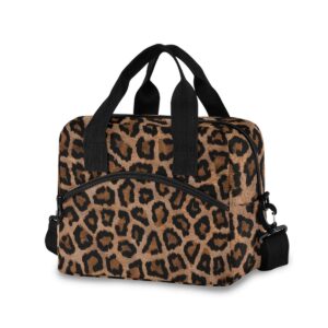 lunch bag insulated shoulder lunchbox handbag tote bags reusable cooler containers organizer school outdoor for women men girls boys kids leopard