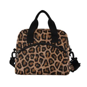 Lunch Bag Insulated Shoulder Lunchbox Handbag Tote Bags Reusable Cooler Containers Organizer School Outdoor for Women Men Girls Boys Kids Leopard