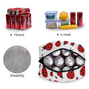 Lunch Bag Insulated Lunchbox Handbag Tote Bags Cute Red Ladybug Reusable Cooler Containers Organizer School Outdoor for Women Men Girls Boys Kids