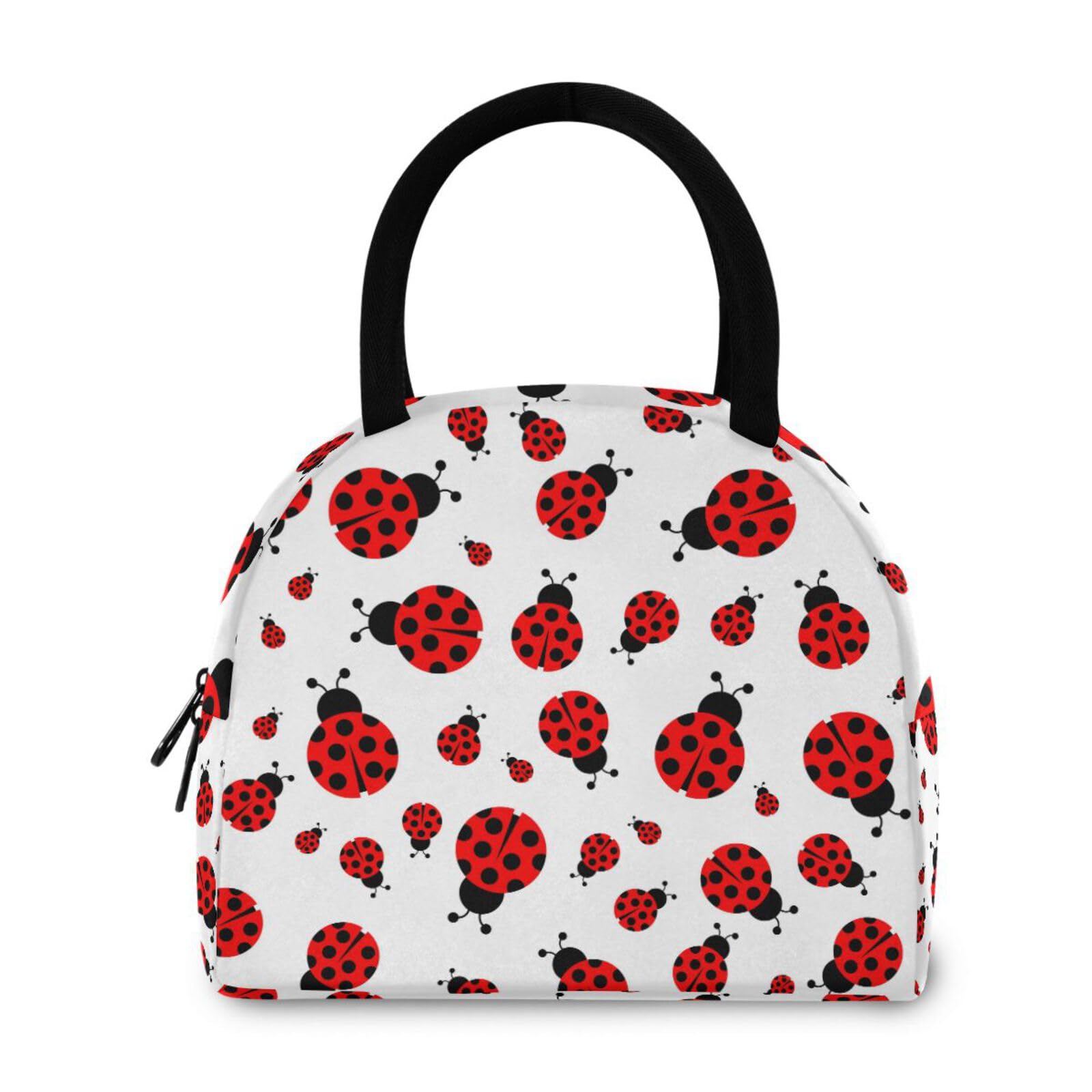 Lunch Bag Insulated Lunchbox Handbag Tote Bags Cute Red Ladybug Reusable Cooler Containers Organizer School Outdoor for Women Men Girls Boys Kids