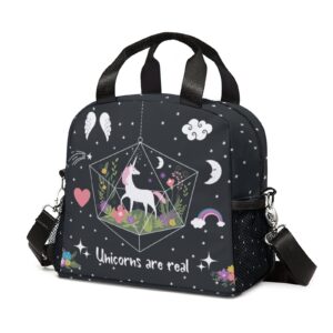 unicorn lunch bag, reusable insulated unicorn lunch box for boys girls, portable lunch tote bag with shoulder strap for teens(unicorn)