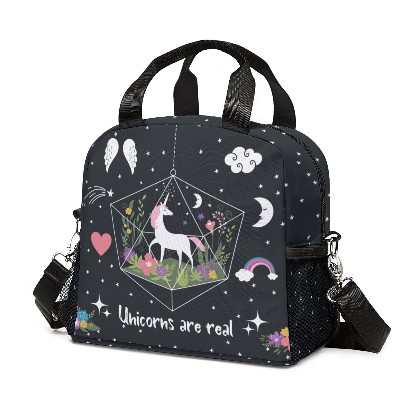 Unicorn Lunch Bag, Reusable Insulated Unicorn Lunch Box for Boys Girls, Portable Lunch Tote Bag with Shoulder Strap for Teens(Unicorn)