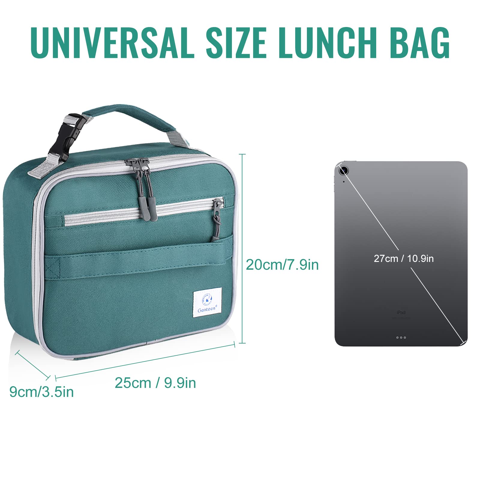 2 Insulated Lunch Bags (Black & Green)