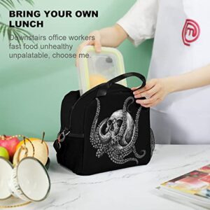 Octopus Skull Lunch Bag, Lunch Box Portable Insulated Lunch Tote Bag, Thermal Cooler Bag for Women Work Outdoor