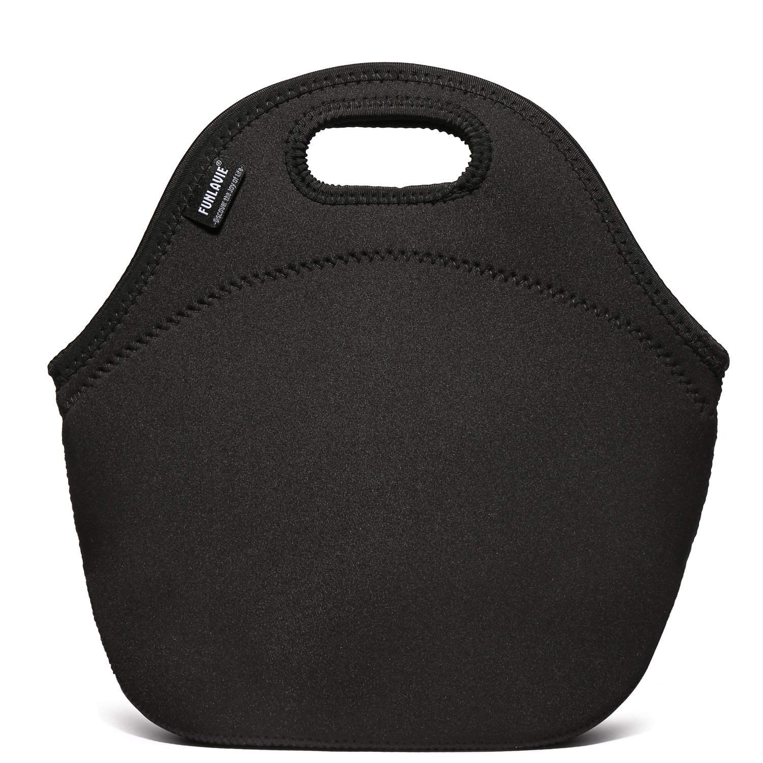 Black 4mm Neoprene Lunch Bags for Men Small Insulated Tote Bag With Zipper for Adults Women - FUNLAVIE