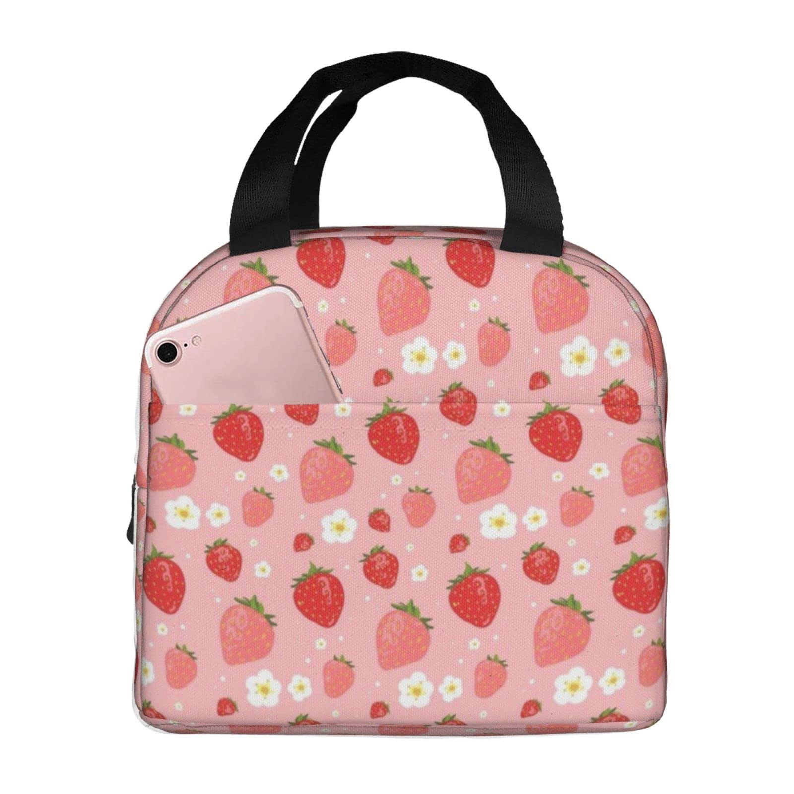 Strawberry Daydream Reusable Insulated Lunch Bag For Women Men Waterproof Tote Lunch Box Thermal Cooler Lunch Tote Bag For Work Office Travel Picnic