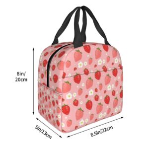 Strawberry Daydream Reusable Insulated Lunch Bag For Women Men Waterproof Tote Lunch Box Thermal Cooler Lunch Tote Bag For Work Office Travel Picnic