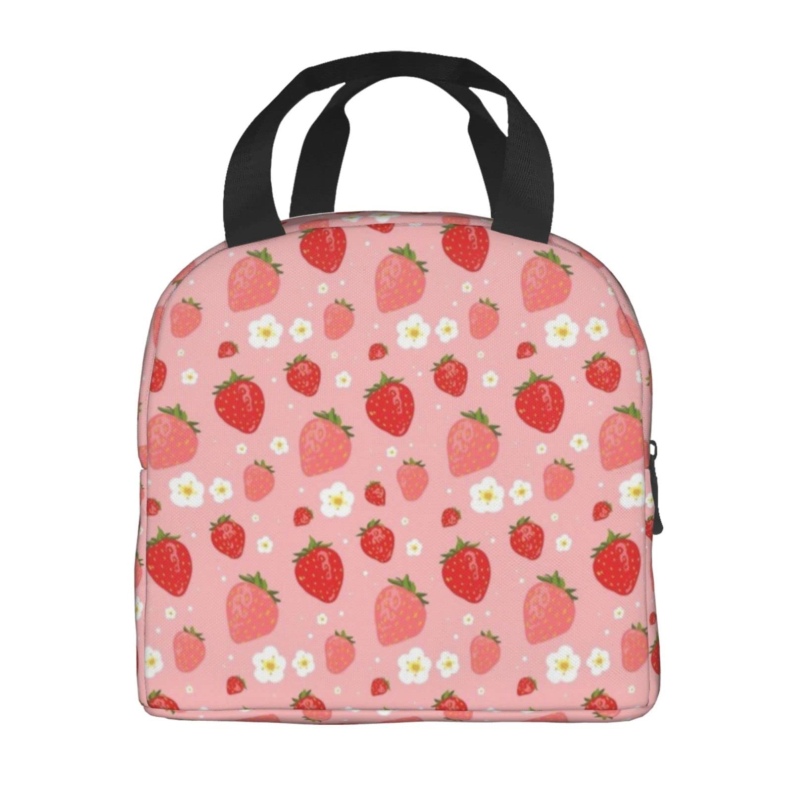 Strawberry Daydream Reusable Insulated Lunch Bag For Women Men Waterproof Tote Lunch Box Thermal Cooler Lunch Tote Bag For Work Office Travel Picnic