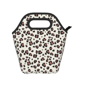Gocerktr Beige with leopard Thermal Lunch Bag for Women Men Reusable Lunch Box Waterproof Tote Bag Lunch Container Cooler Bag Work/Travel/Picnic…
