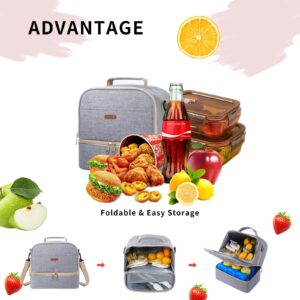 MOV COMPRA Movcompra Lunch Bag Women Flower Insulated Lunch Box for Work Double Deck Lunch Bag for Women